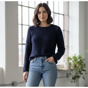 Calvin Klein Collection Vintage 90s 100% Cashmere Chunky Knit Navy Sweater S